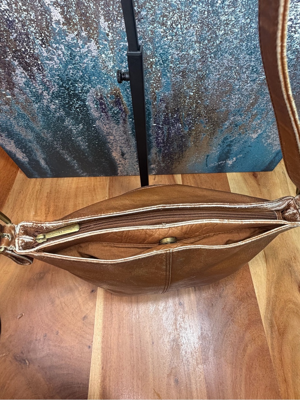 Boho Stone Mountain Vintage Y2K Distressed Tan Leather Bag - Picture 10 of 16